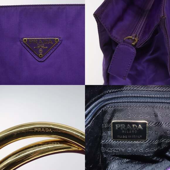 PRADA Hand Bag Nylon Purple Gold - Picture 11 of 12